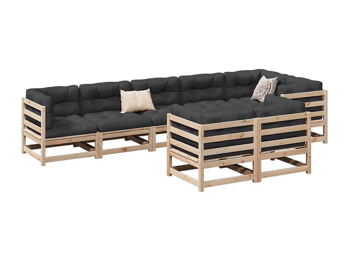 Salon de jardin 8 pcs bois de pin massif FR85368
