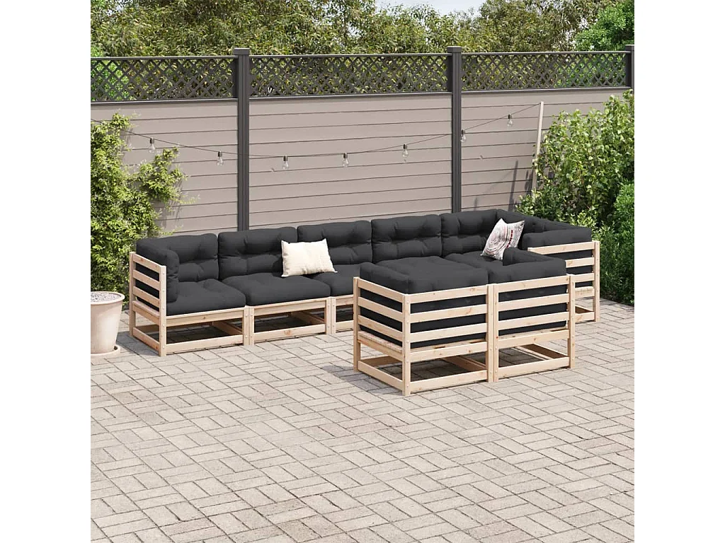 Salon de jardin 8 pcs bois de pin massif FR85368