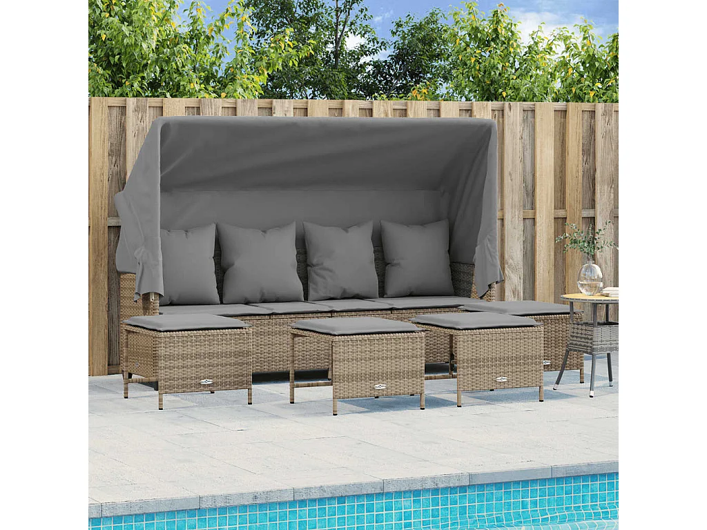 Salon de jardin avec coussins 5 pcs beige résine tressée FR66103