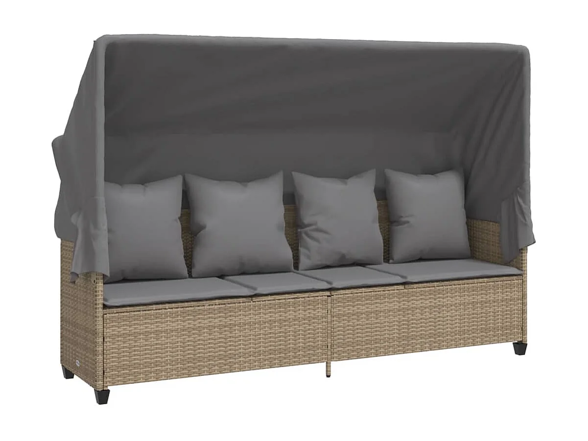 Salon de jardin avec coussins 5 pcs beige résine tressée FR66103