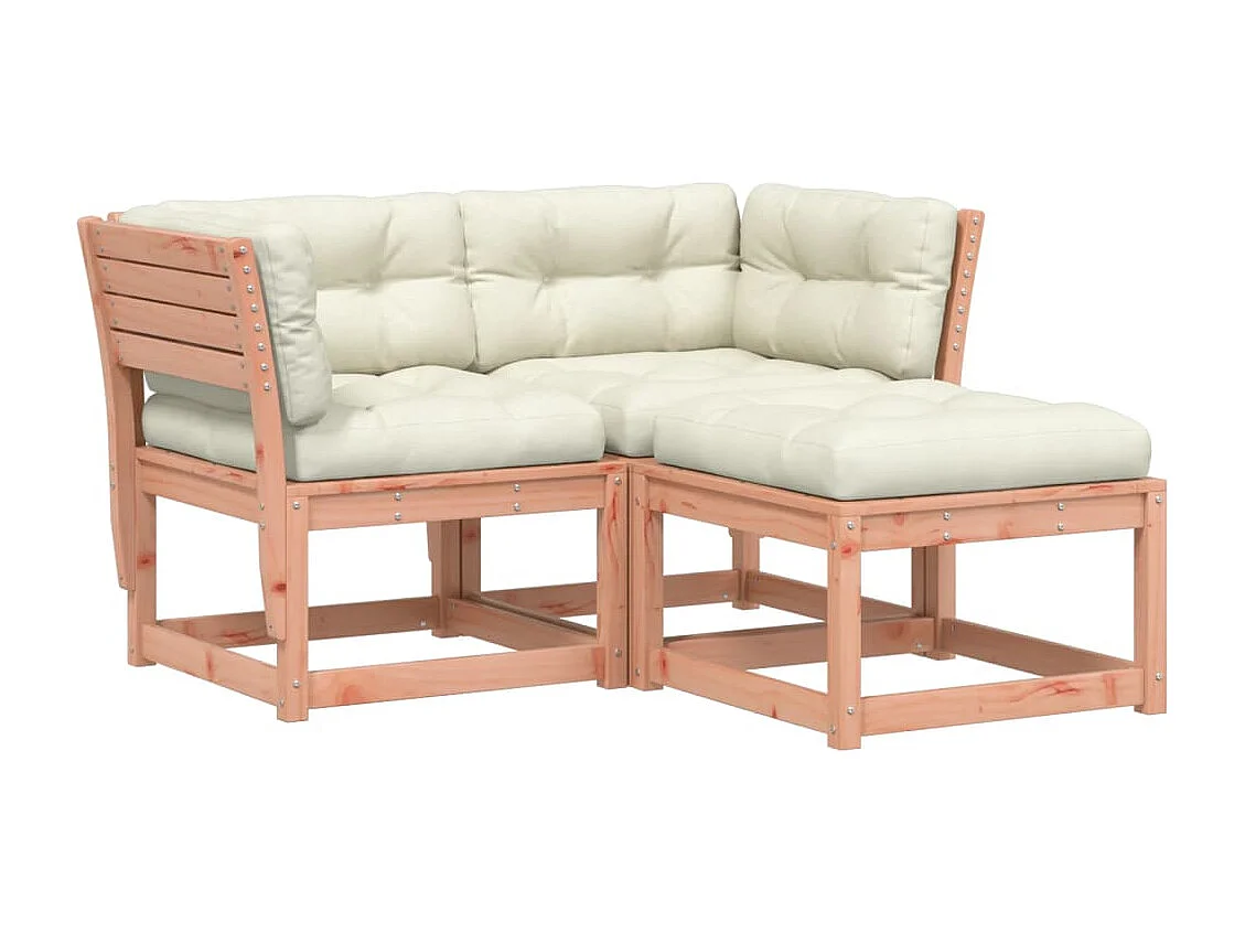 Salon de jardin 3 pcs avec coussins bois massif douglas FR38153