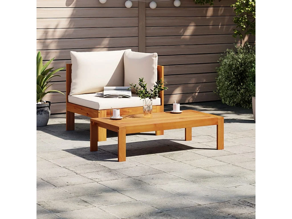 Conjunto de jardín 2 pzas con cojines madera maciza acacia ES435084