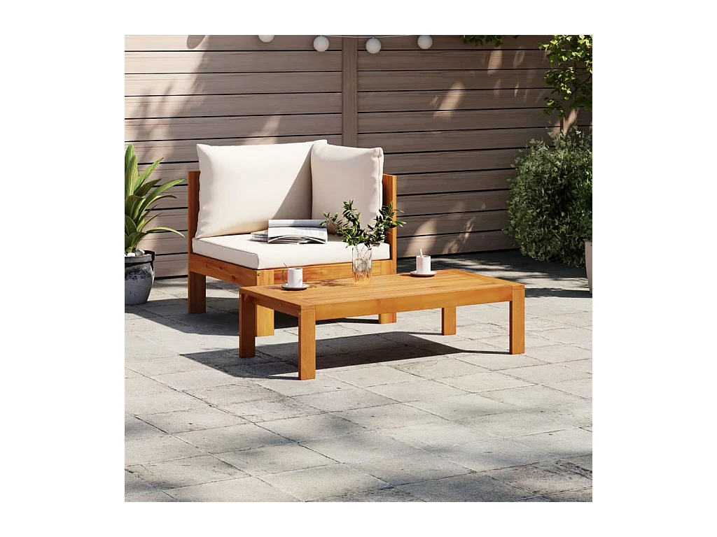 Salon de jardin avec coussins 2 pcs bois massif acacia FR73779