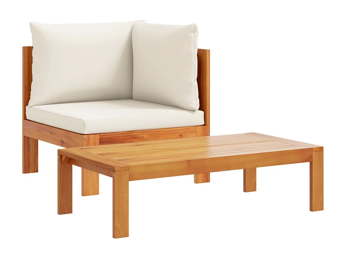 Salon de jardin avec coussins 2 pcs bois massif acacia FR73779