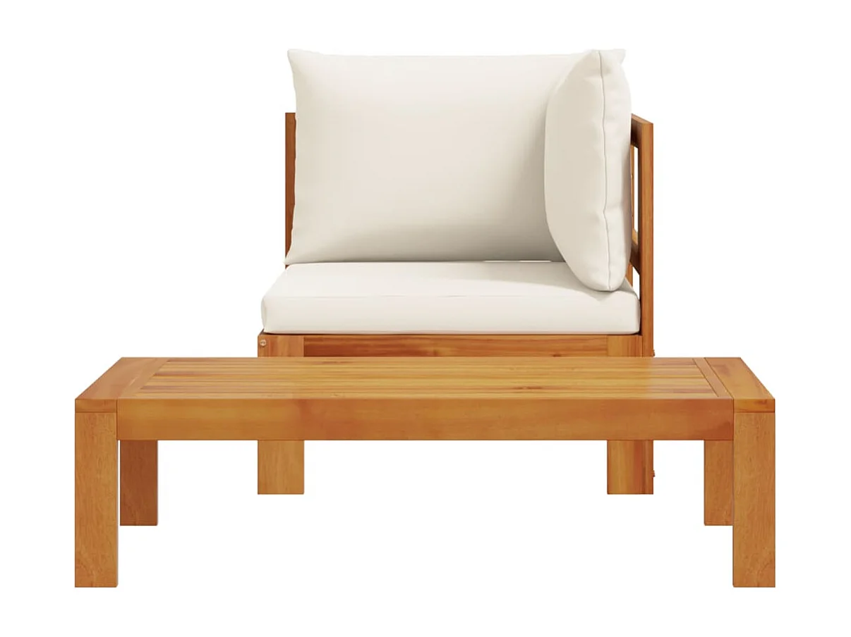 Salon de jardin avec coussins 2 pcs bois massif acacia FR73779