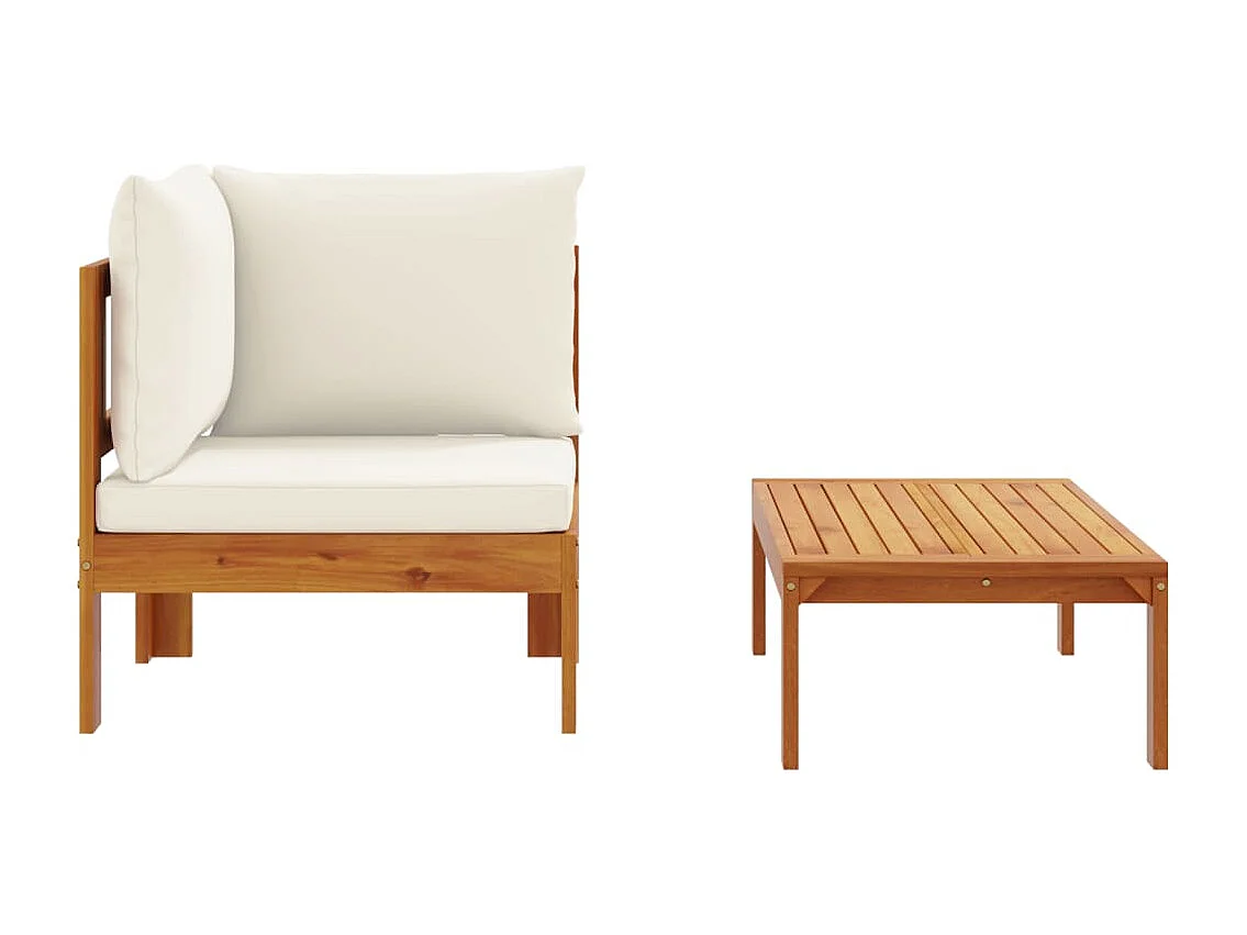 Salon de jardin avec coussins 2 pcs bois massif acacia FR73779