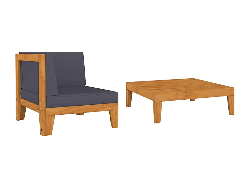 Salon de jardin 2 pcs avec coussins Bois d'acacia solide FR79368