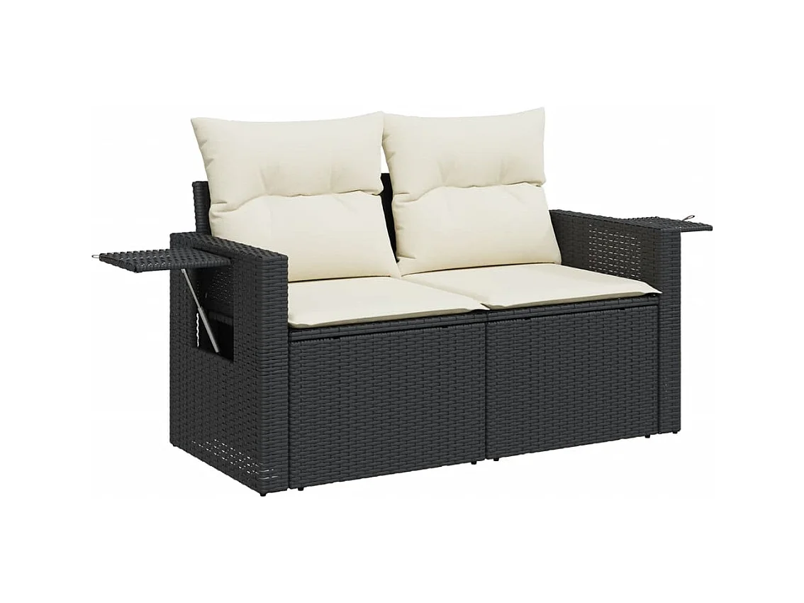 5 pcs conjunto sofás de jardim com almofadões vime PE preto PT156010