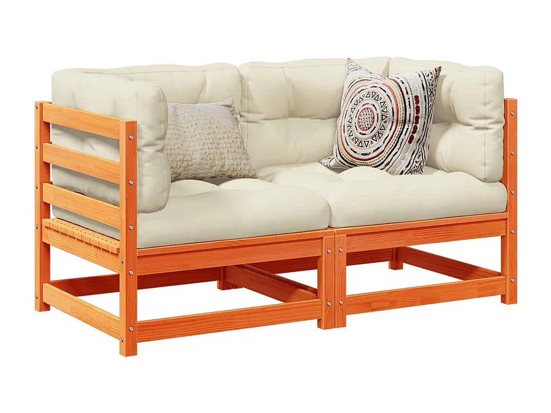 2-delige Loungeset met kussens massief grenenhout wasbruin BE530528