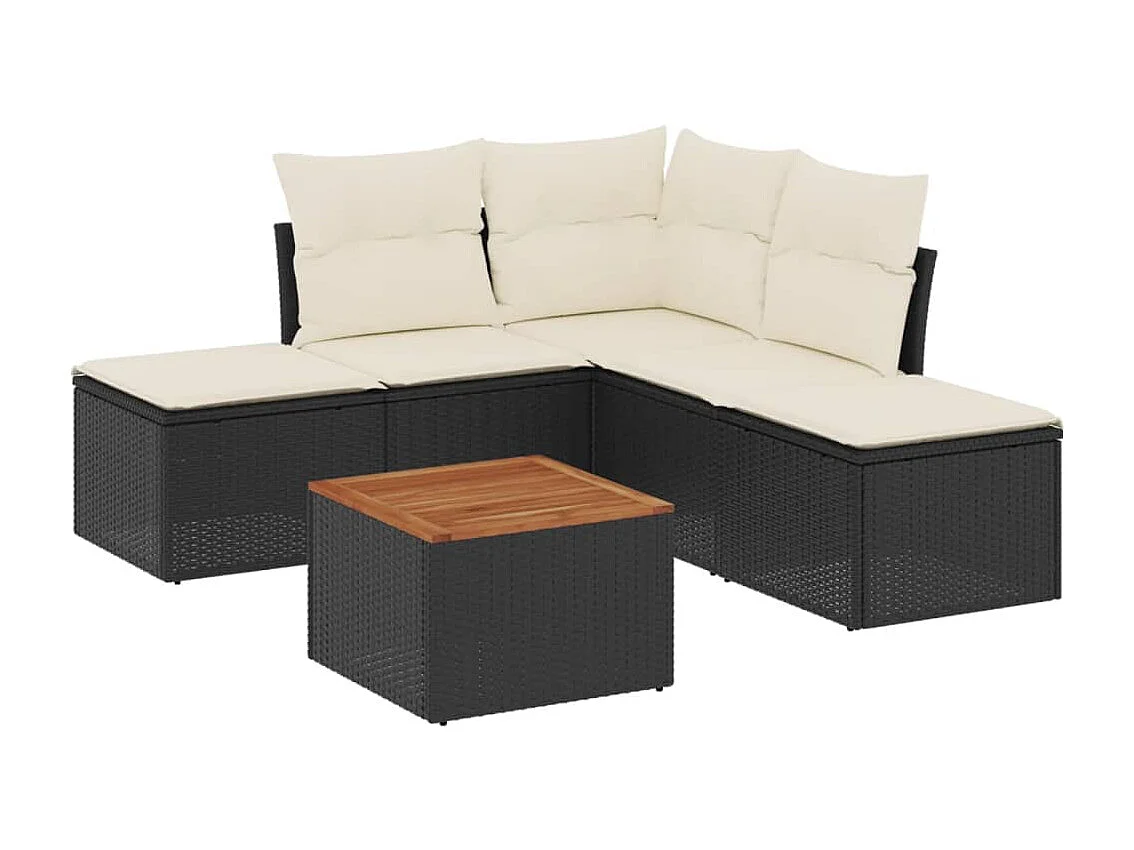 Conjunto de jardín 6 piezas y cojines ratán sintético negro ES340395