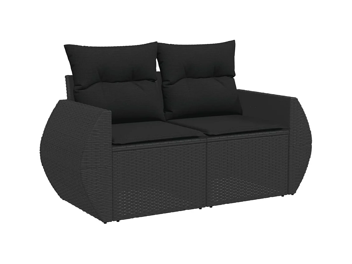 5 pcs conjunto sofás de jardim com almofadões vime PE preto PT769426