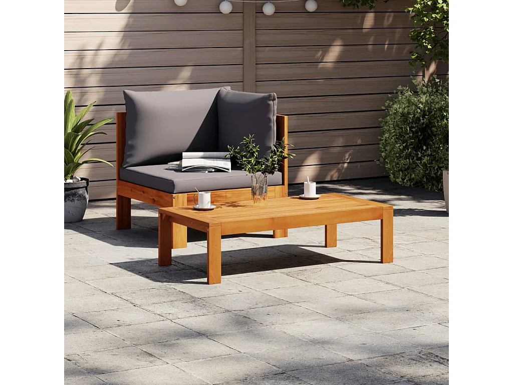 Salon de jardin avec coussins 2 pcs bois massif acacia FR31271