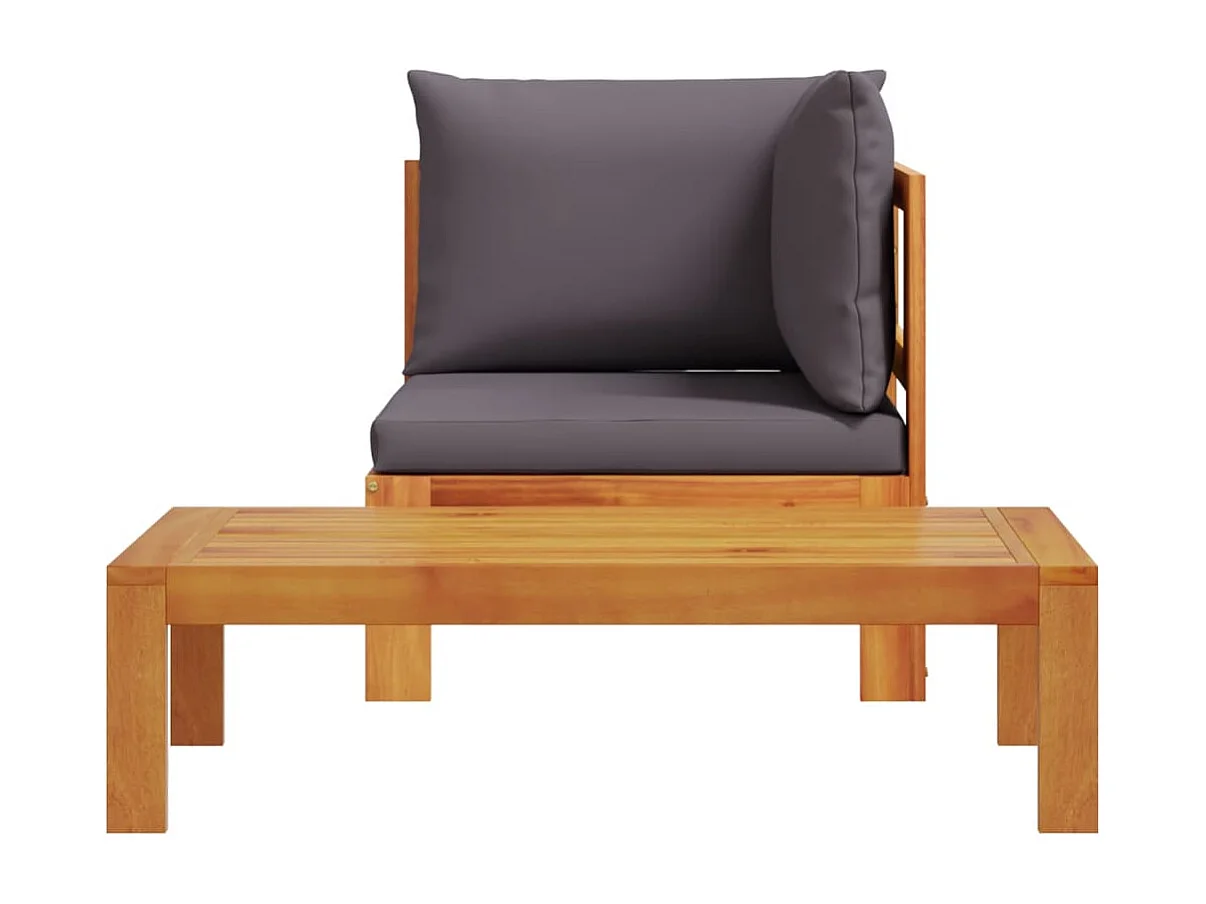 Salon de jardin avec coussins 2 pcs bois massif acacia FR31271