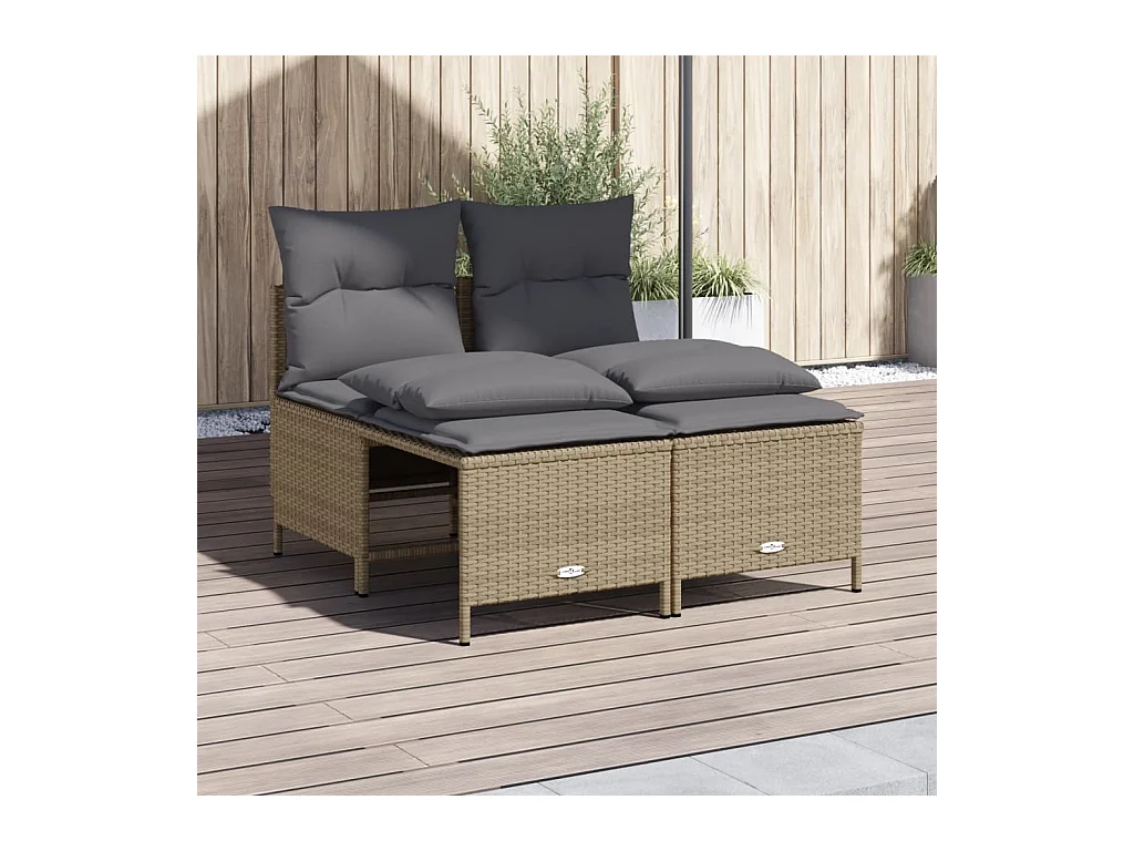 4-delige Loungeset met kussens poly rattan beige BE977509