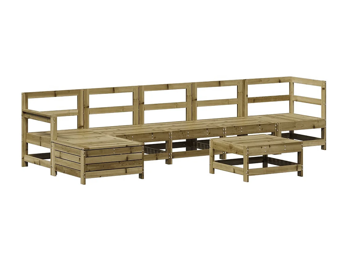 Conjunto de jardín 7 pzas madera de pino impregnada ES710781