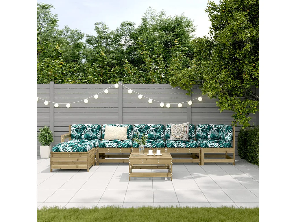 Conjunto de jardín 7 pzas madera de pino impregnada ES710781