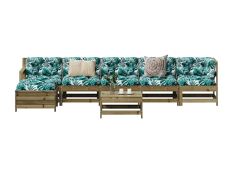 Conjunto de jardín 7 pzas madera de pino impregnada ES710781