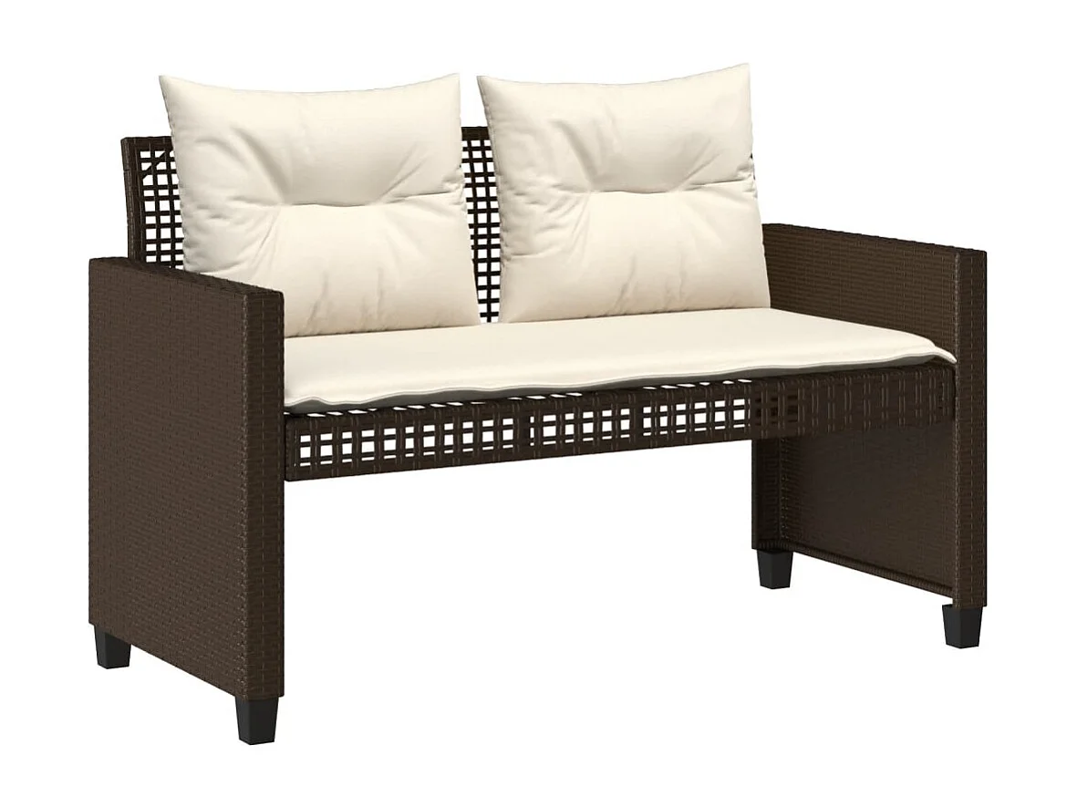 Salon de jardin avec coussins 4 pcs marron résine tressée verre FR25924