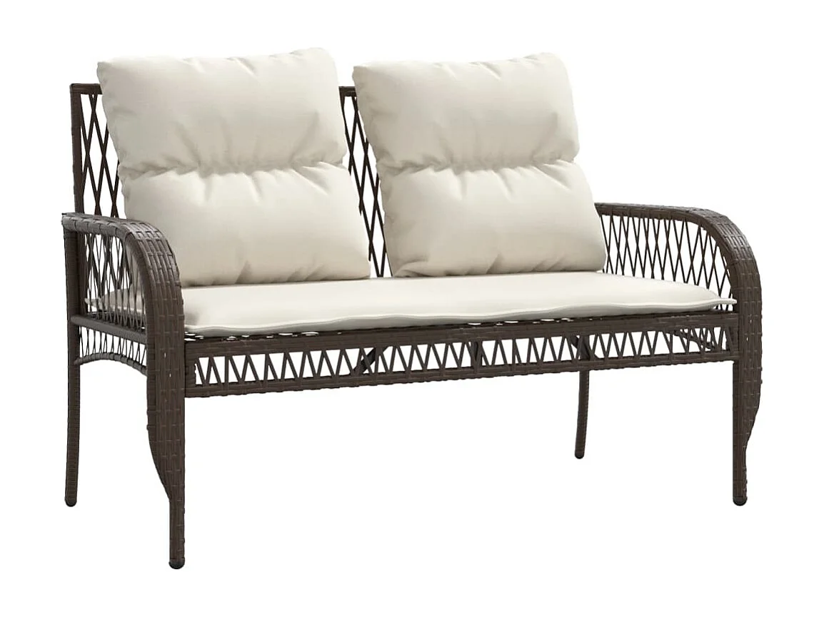 4-delige Loungeset met kussens poly rattan bruin BE640546