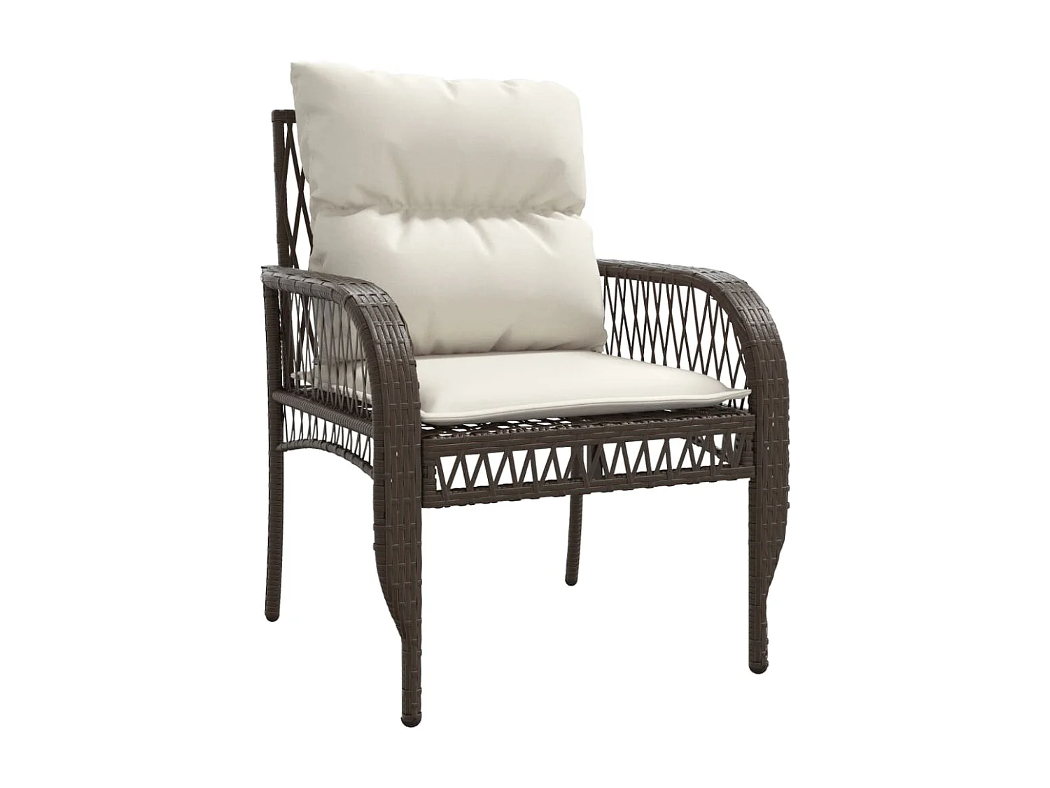 4-delige Loungeset met kussens poly rattan bruin BE640546