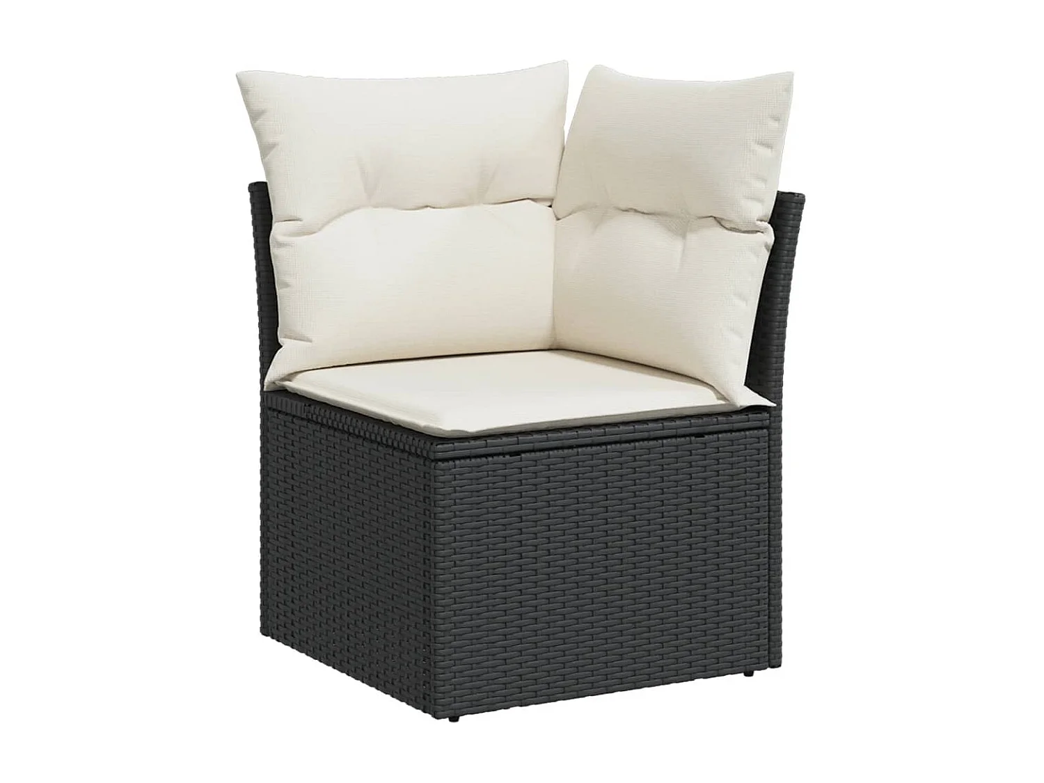 4-delige Loungeset met kussens poly rattan zwart BE659616