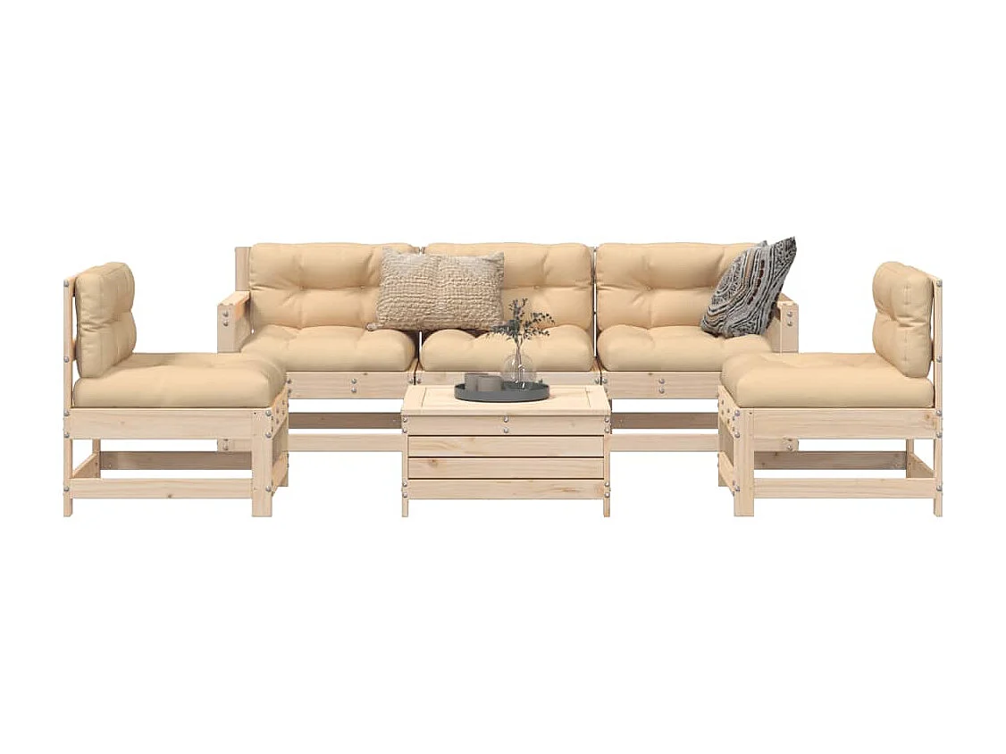 Conjunto de jardín 6 piezas madera maciza de pino ES561839