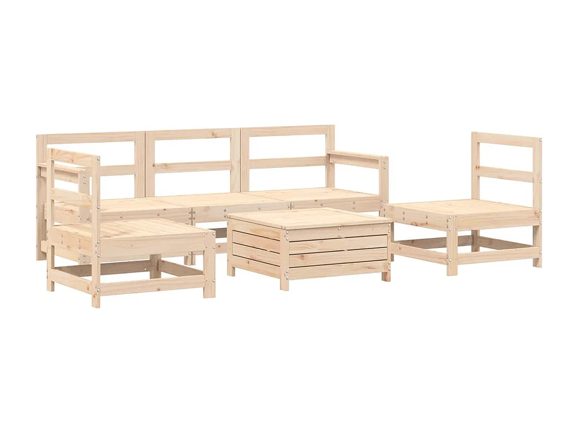 Conjunto de jardín 6 piezas madera maciza de pino ES561839