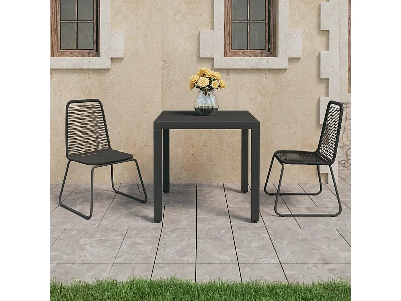 Salon de jardin 3 pcs Rotin PVC Noir FR60449