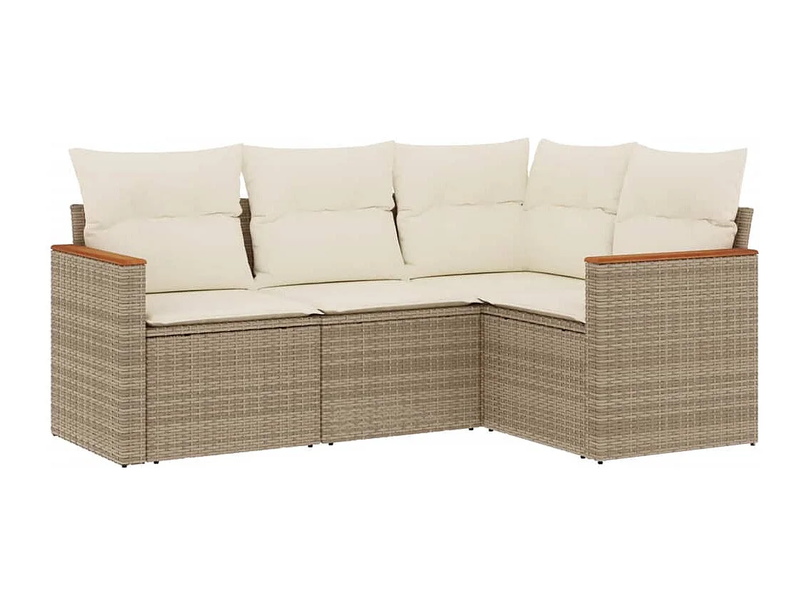 4-delige Loungeset met kussens poly rattan beige BE732156