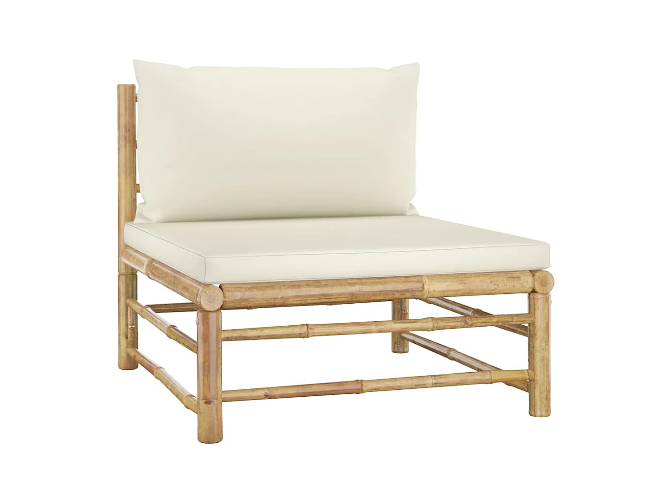 Salon de jardin 2 pcs avec coussins blanc crème Bambou FR93821