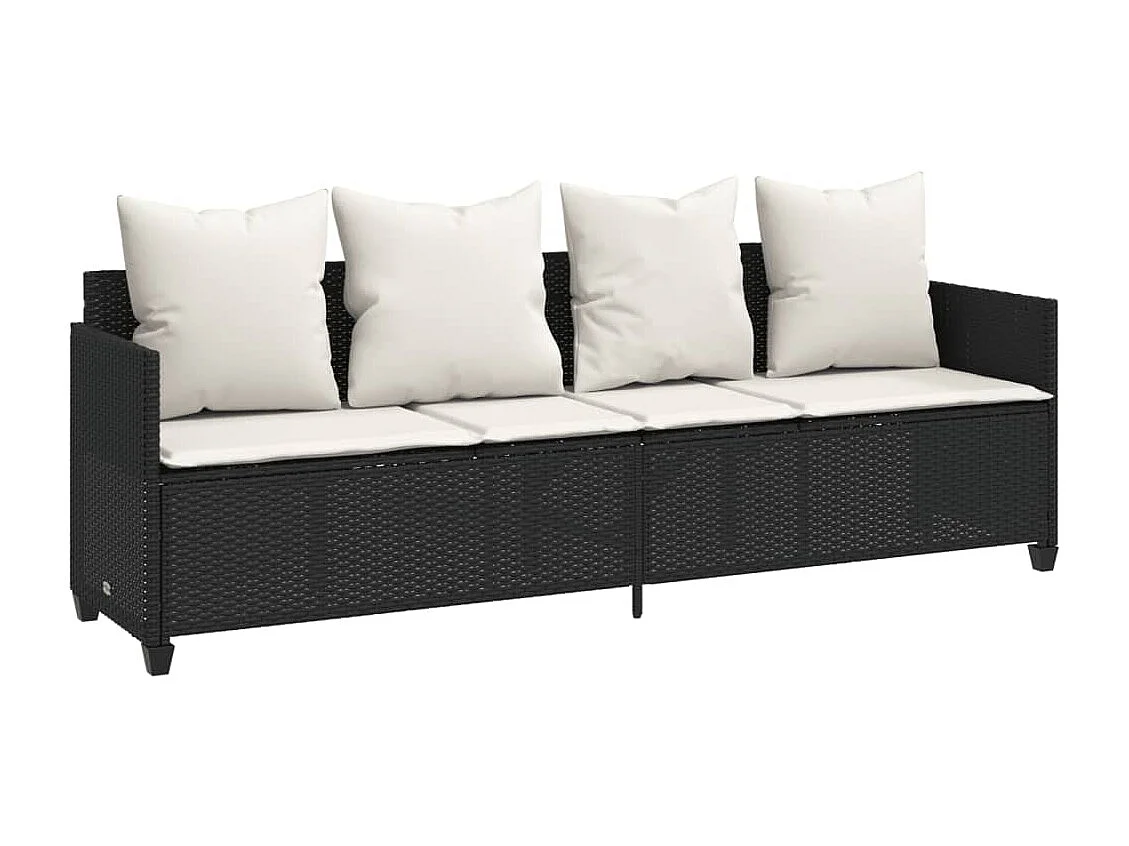 Salon de jardin 5 pcs avec coussins noir résine tressée FR33369