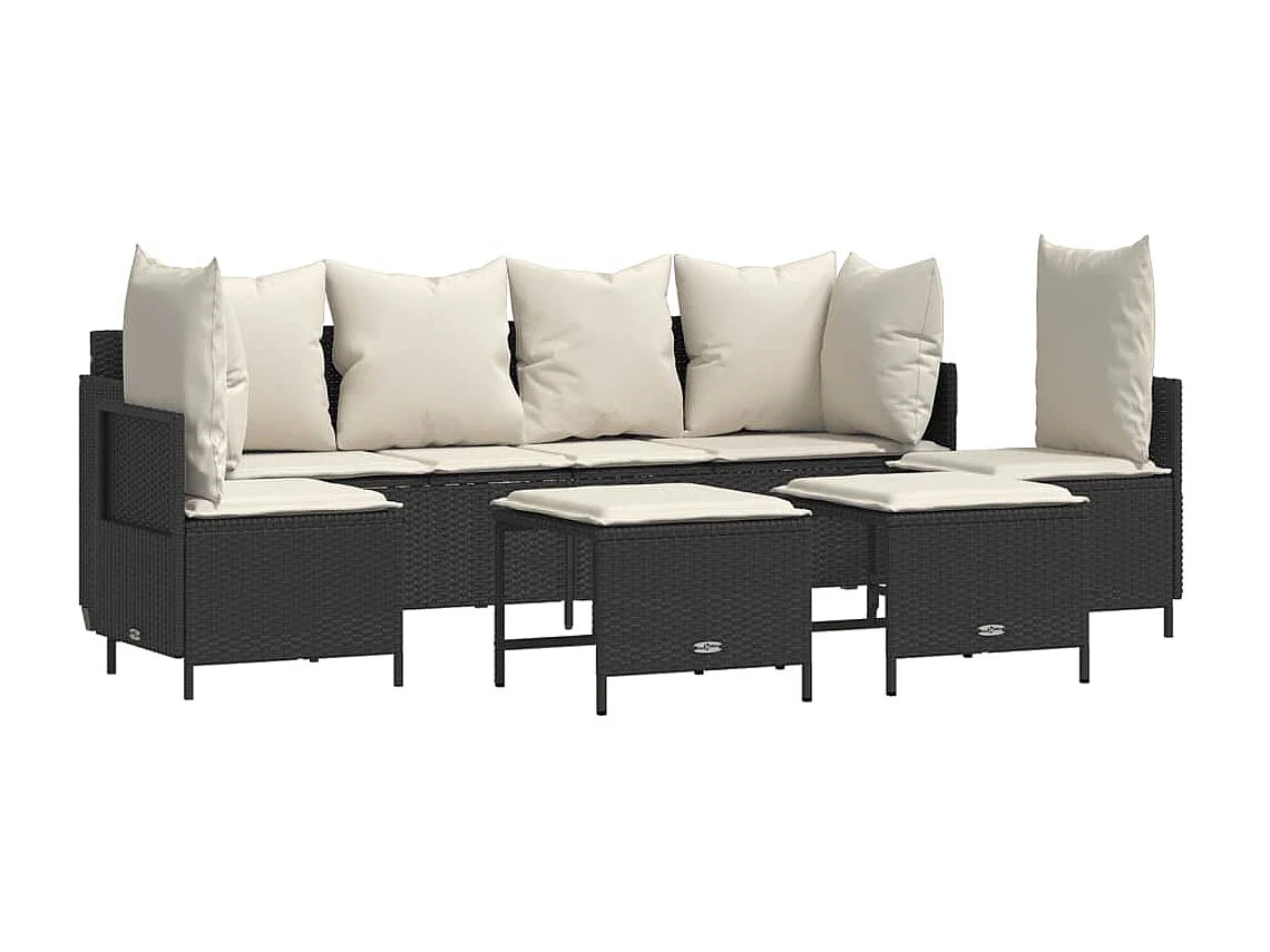 Salon de jardin 5 pcs avec coussins noir résine tressée FR33369