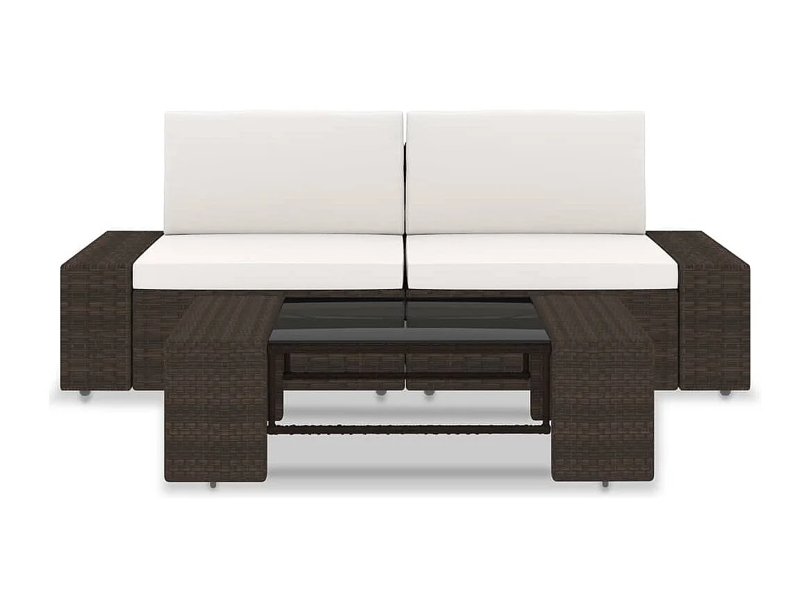 Salon de jardin 3 pcs Résine tressée Marron FR87319