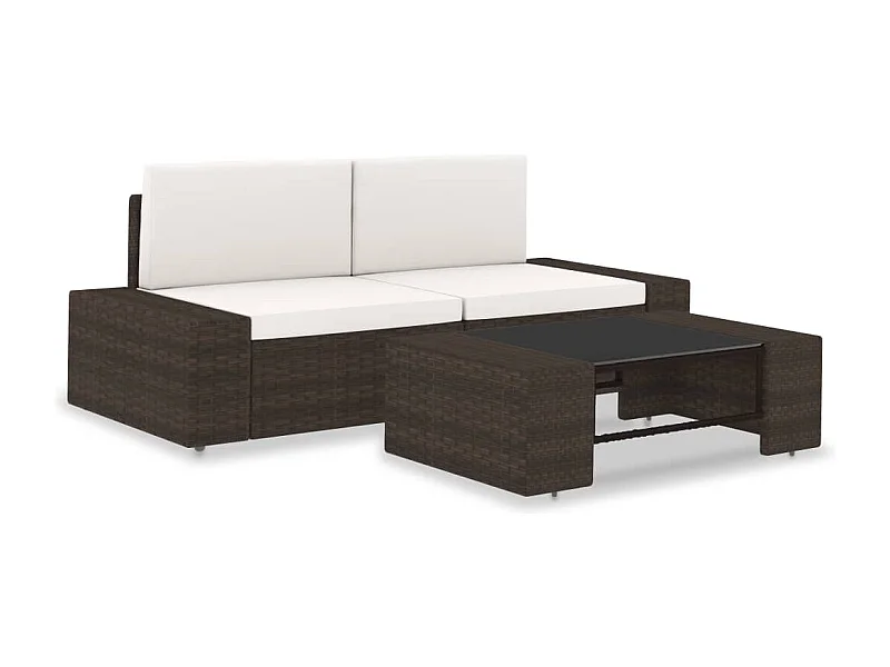 Conjunto de jardín 3 piezas ratán sintético marrón ES913657