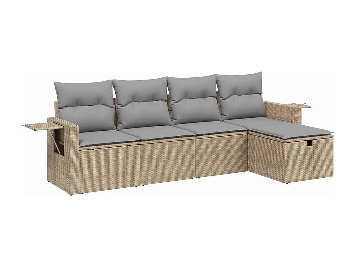 Salon de jardin avec coussins 5pcs mélange beige résine tressée FR70820