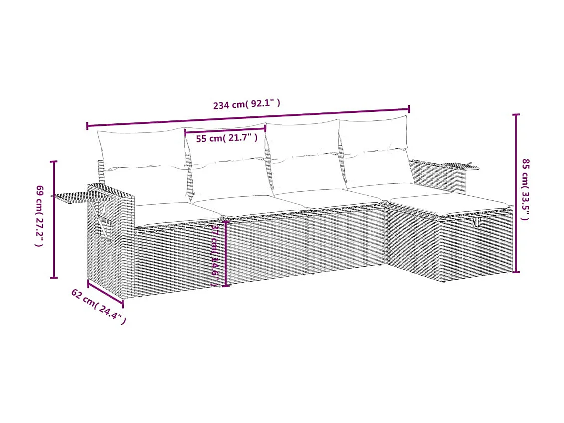 Salon de jardin avec coussins 5pcs mélange beige résine tressée FR70820