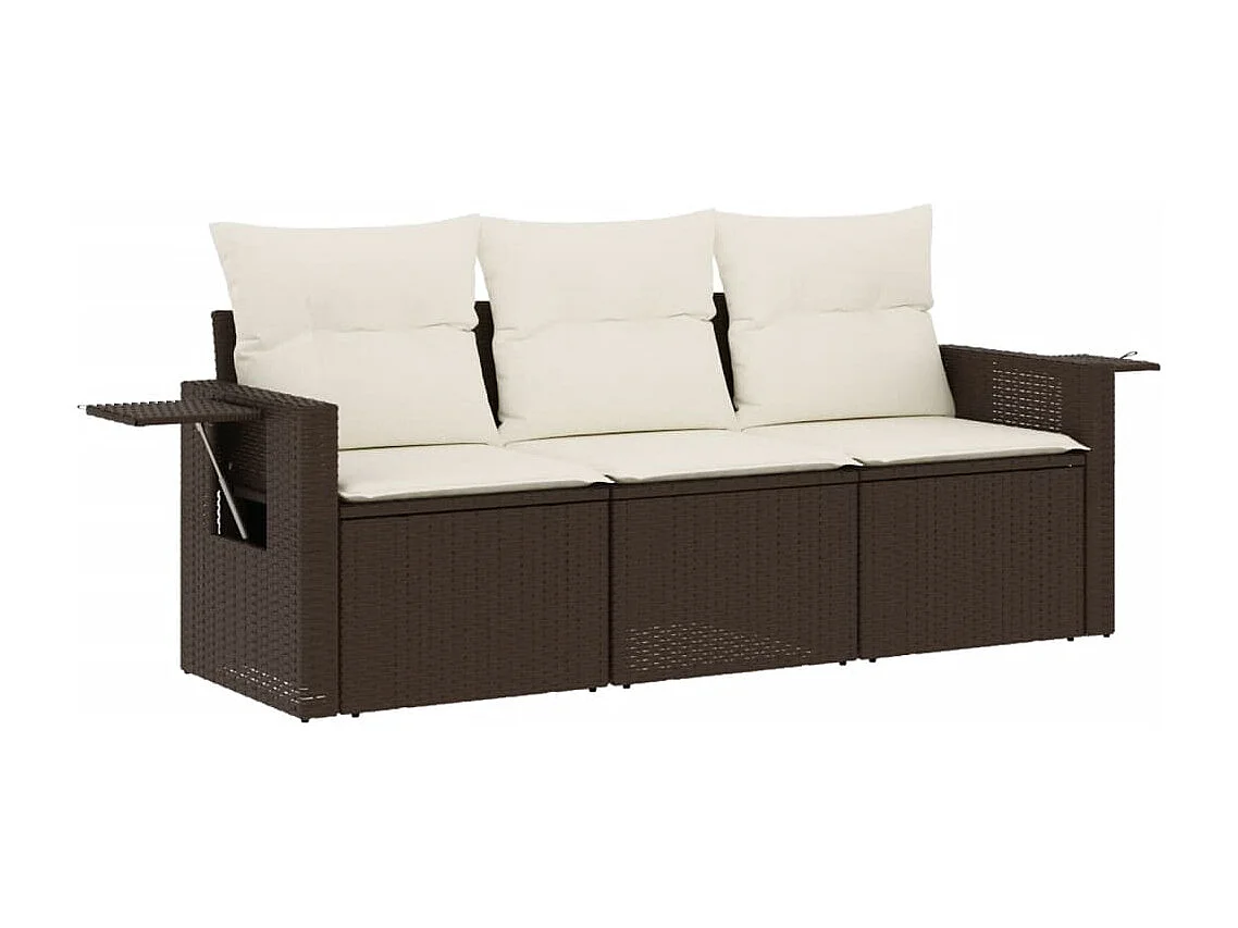 Salon de jardin avec coussins 3 pcs marron résine tressée FR32943