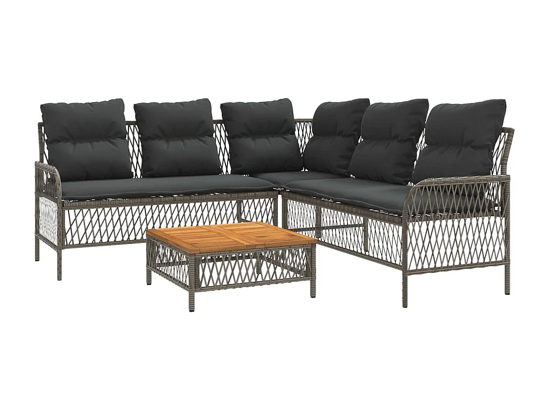 Salon de jardin 2 pcs avec coussins Gris Résine tressée FR95899