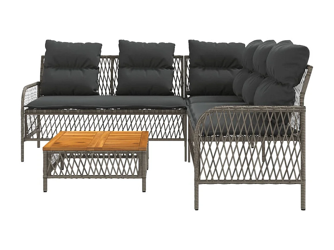 Salon de jardin 2 pcs avec coussins Gris Résine tressée FR95899