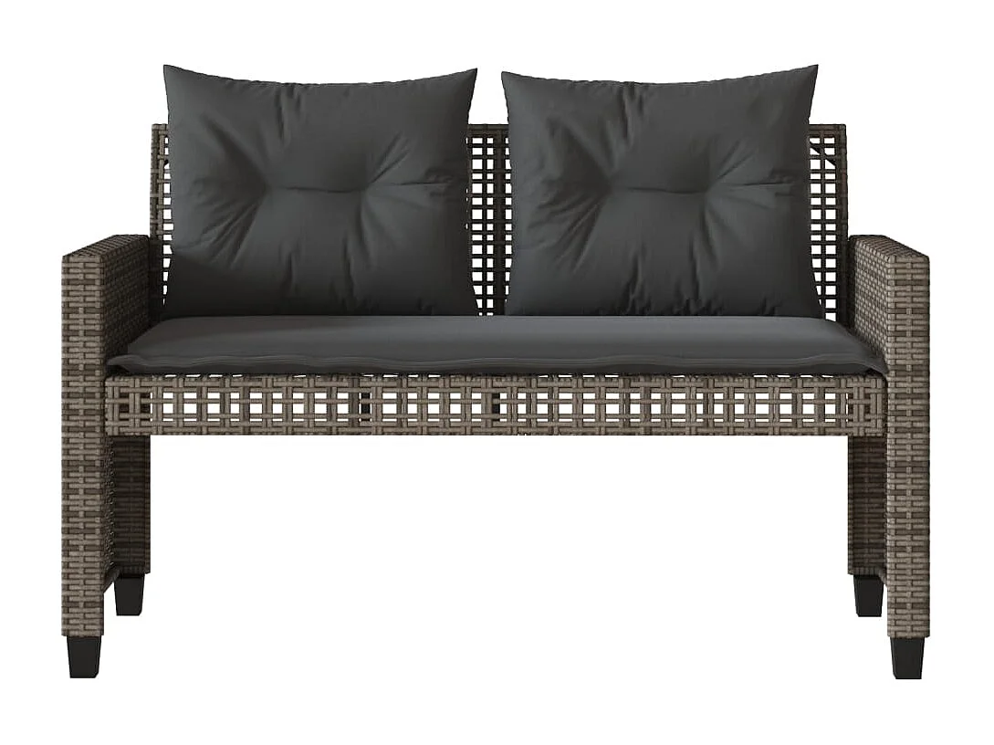 Salon de jardin avec coussins 4 pcs gris résine tressée verre FR23040