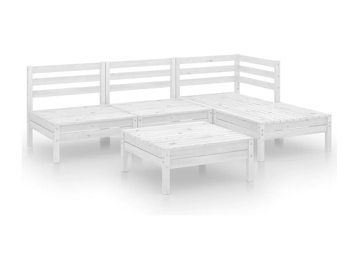 Salon de jardin 5 pcs Bois de pin massif Blanc FR26909