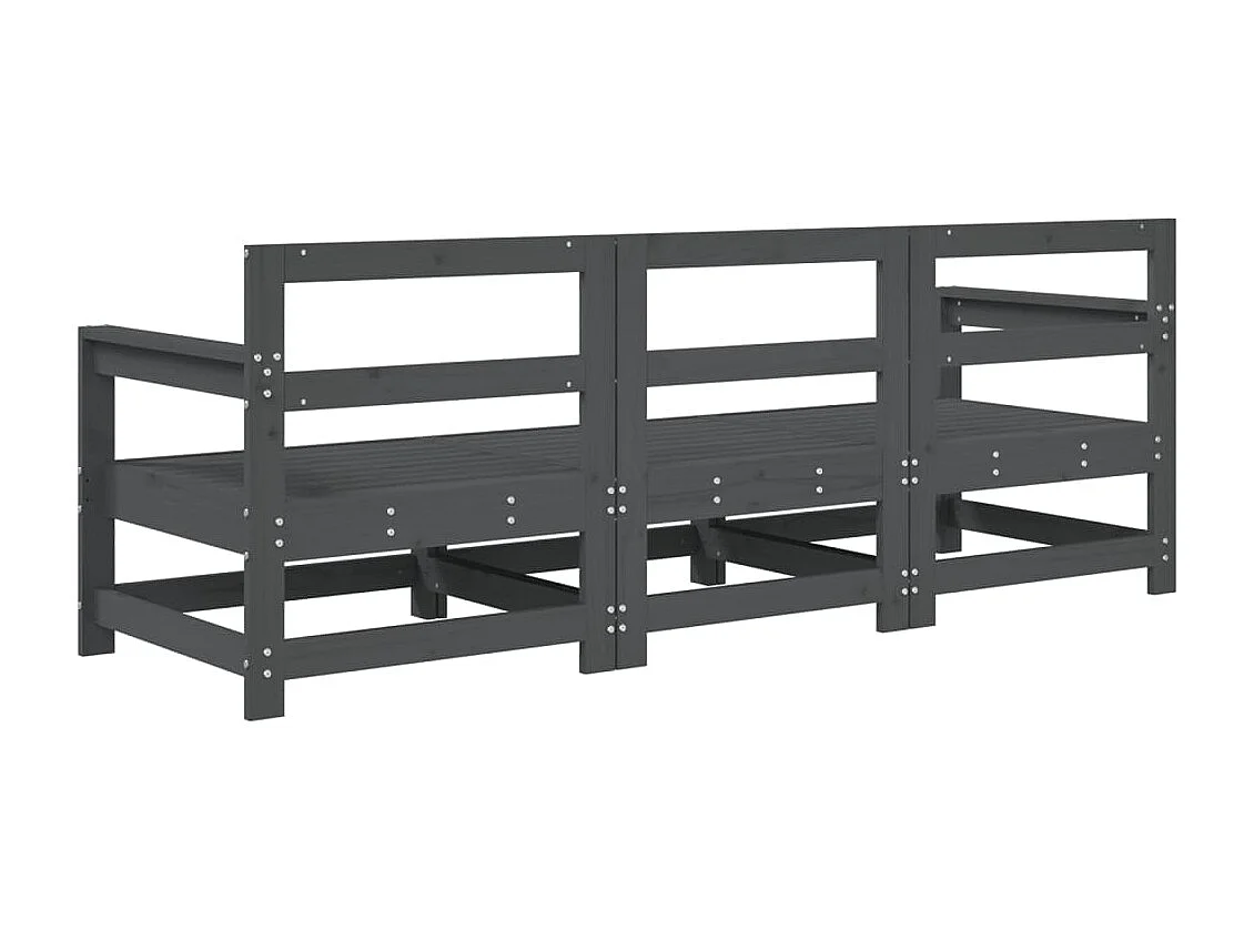 Salon de jardin 3 pcs gris bois massif de pin FR68330