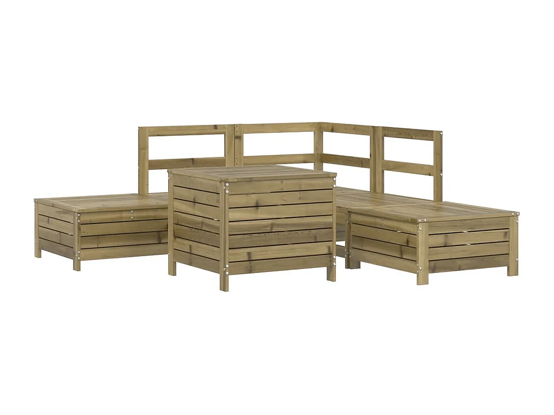 Conjunto de jardín 6 piezas madera de pino impregnada ES835784