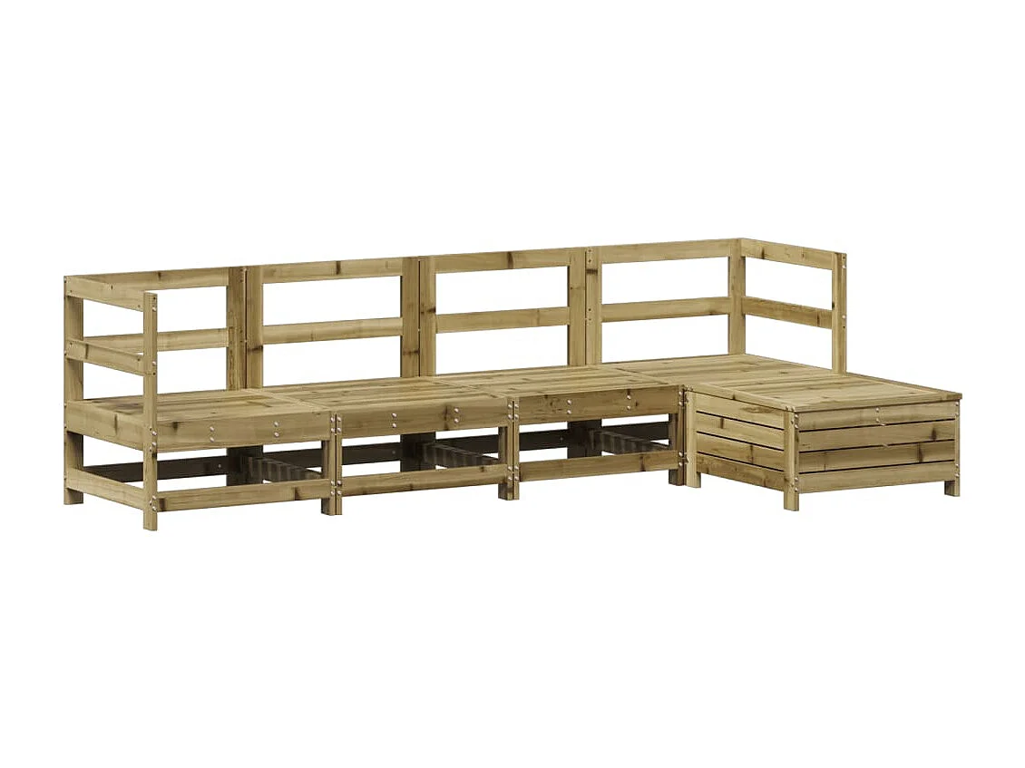 5 pcs conjunto de sofás para jardim madeira de pinho impregnada PT691304