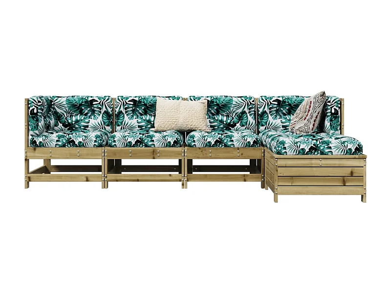 5 pcs conjunto de sofás para jardim madeira de pinho impregnada PT691304