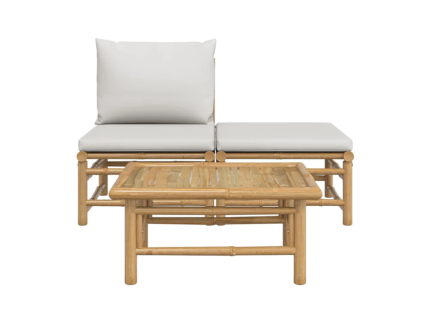 Salon de jardin 3 pcs avec coussins gris clair bambou FR98333