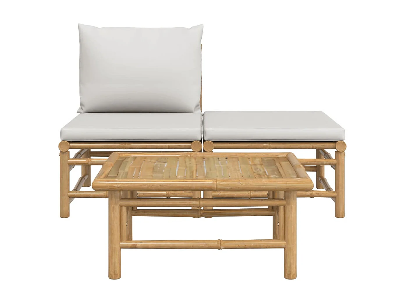 Salon de jardin 3 pcs avec coussins gris clair bambou FR98333