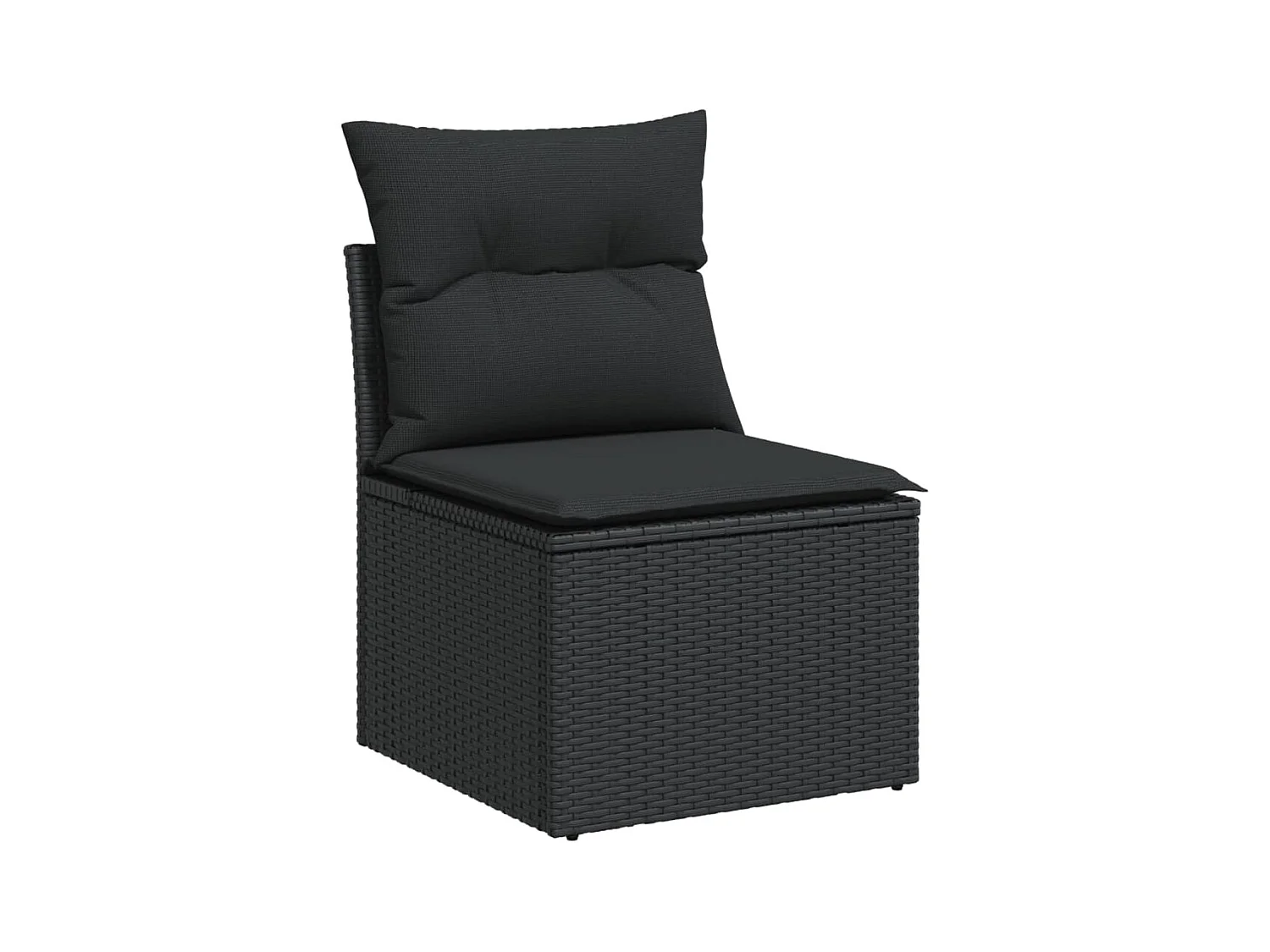 Salon de jardin 4 pcs avec coussins noir résine tressée FR60222