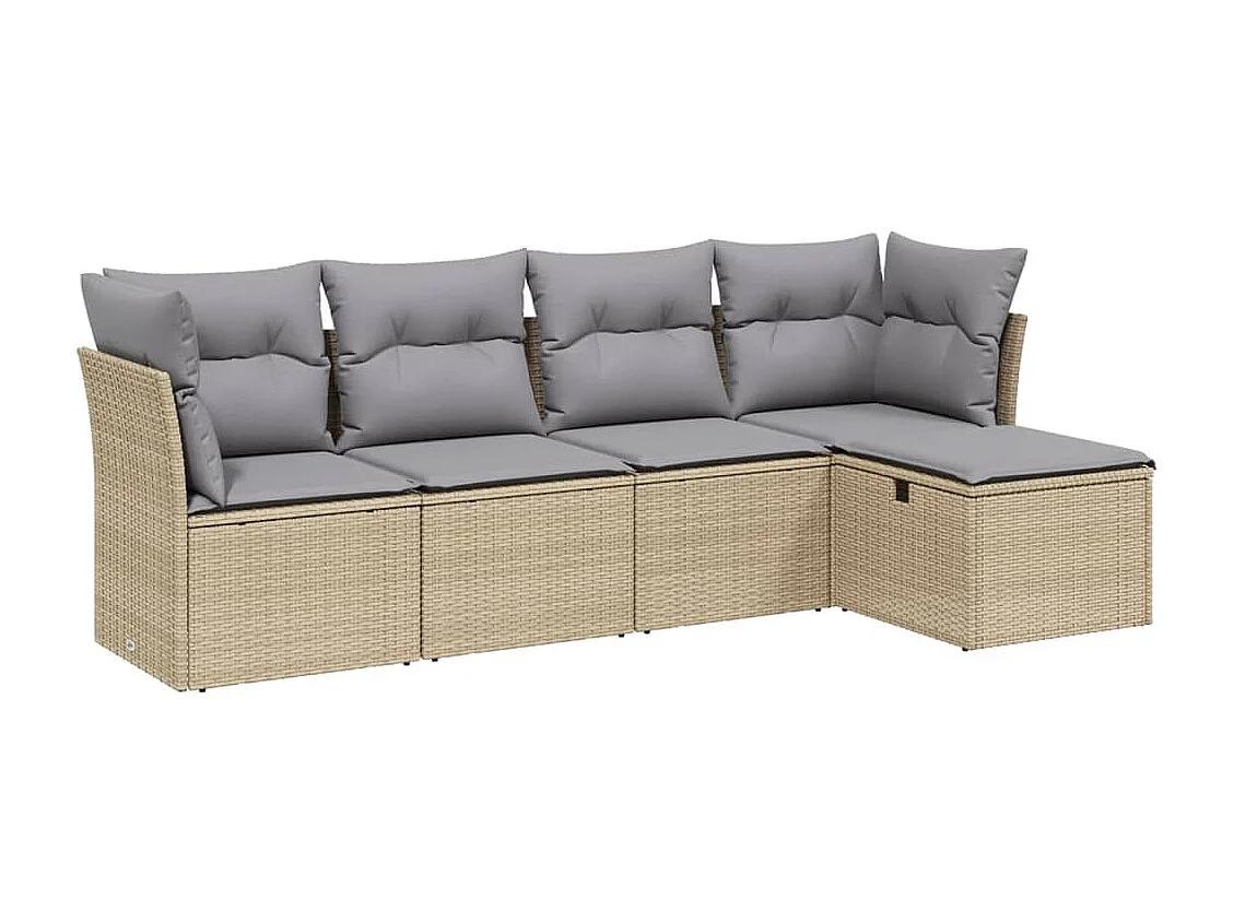 Salon de jardin avec coussins 5pcs mélange beige résine tressée FR25546