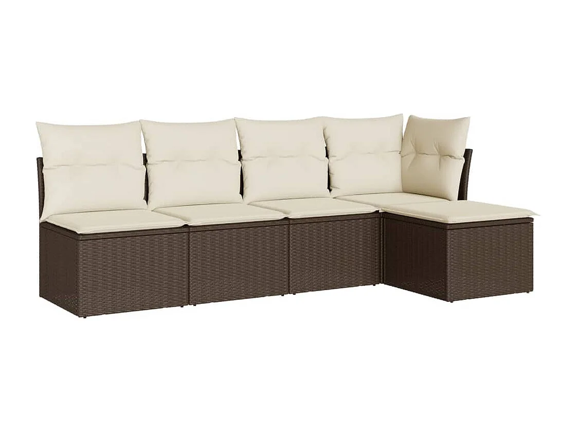 Salon de jardin avec coussins 5 pcs marron résine tressée FR44962